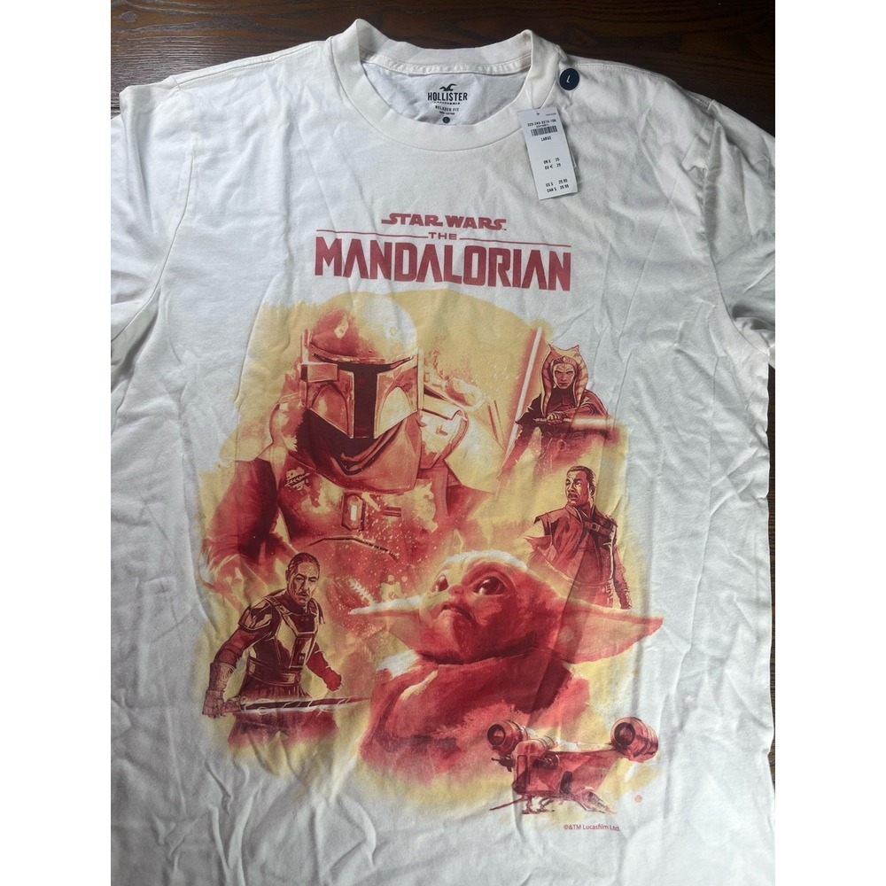 Hollister x Star Wars Mandalorian Tee Sz Large Grogu Ahsoka Cotton Graphic Shirt